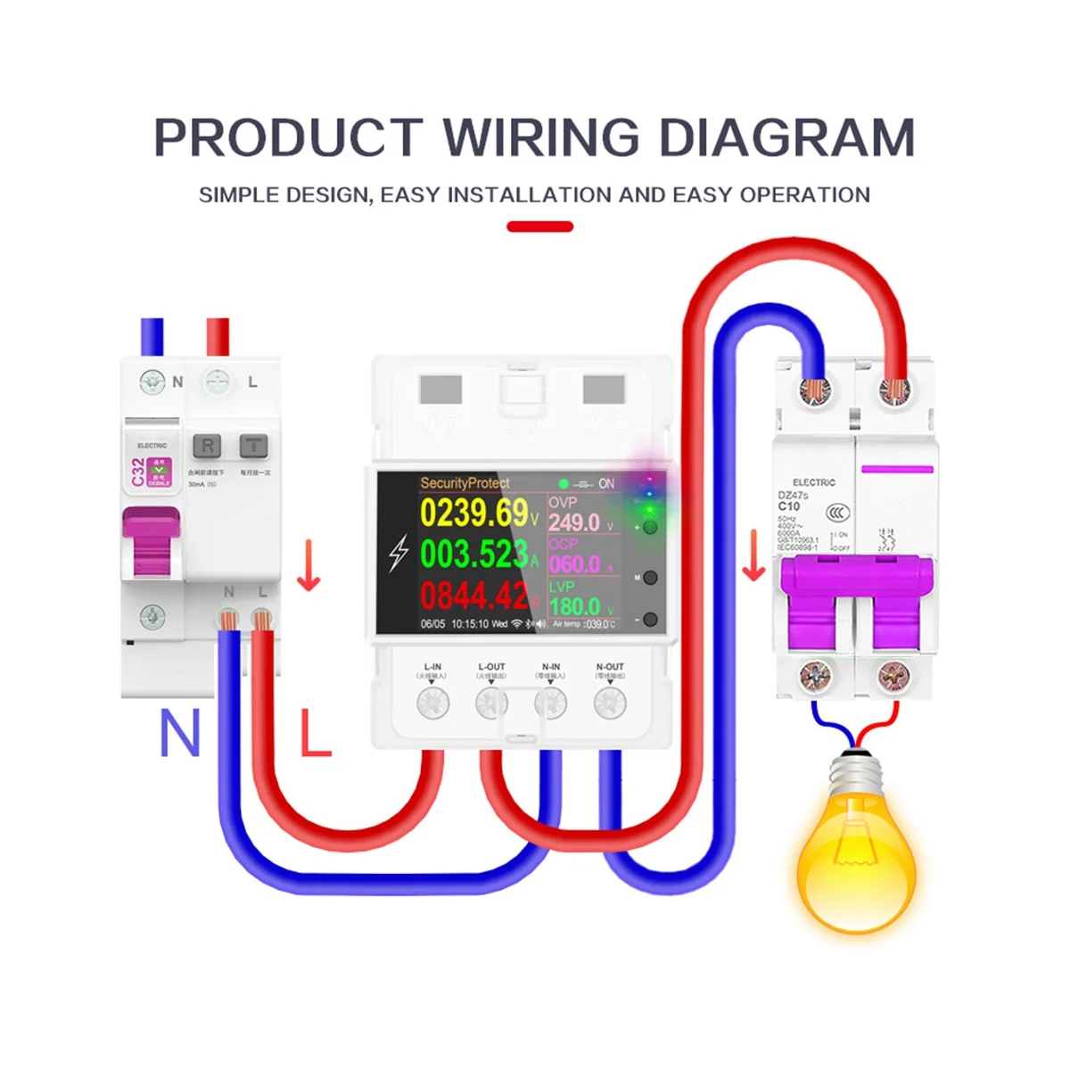 AT4PW 100A Tuya WIFI Din Rail Smart Meter AC 220V 110V Meter Voltage Power Electric Power Monitor