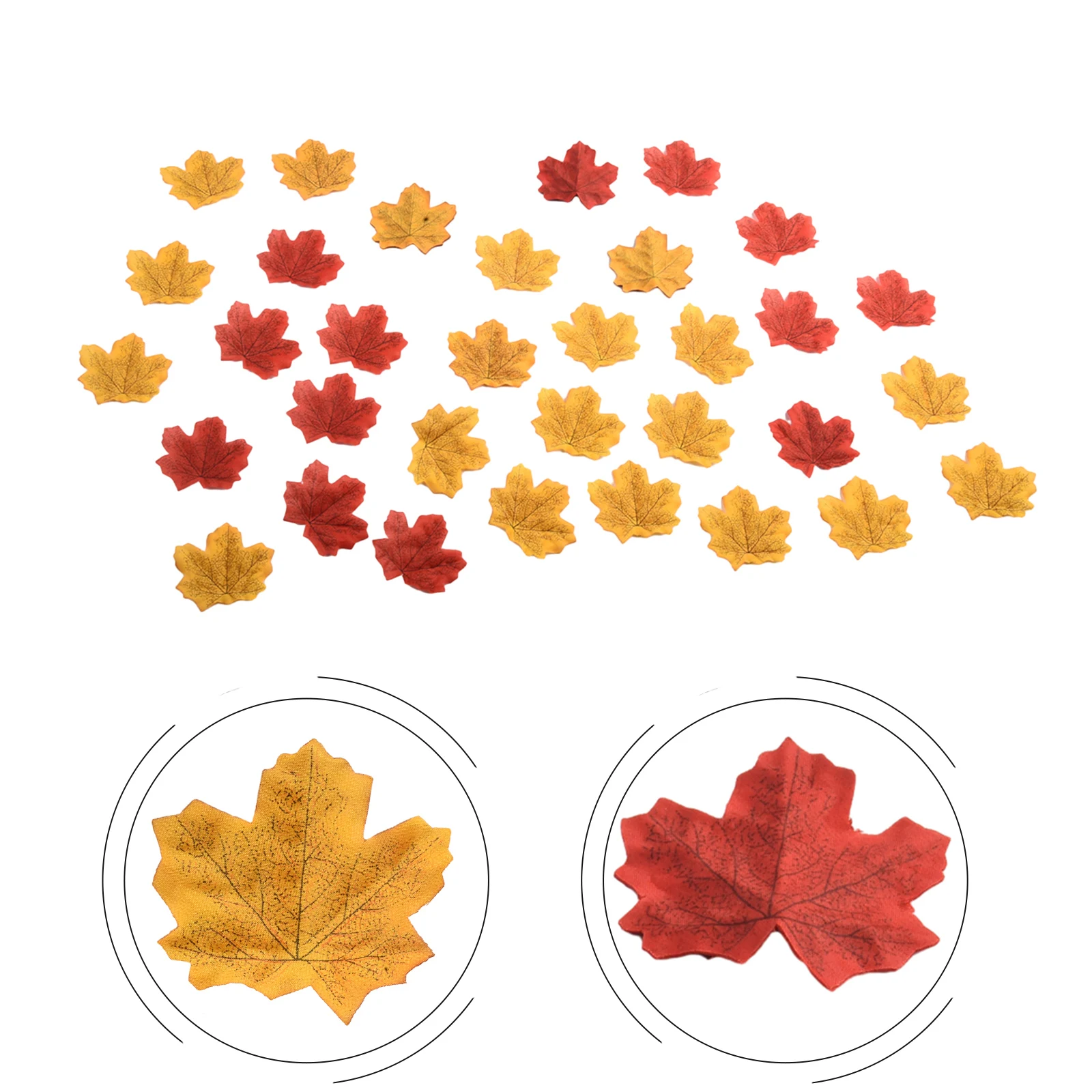 100/200pcs Autumn Maple Leaf Fall Fake Silk Photography Props For Craft Activities 8*8cm Artificial Maple Leaves