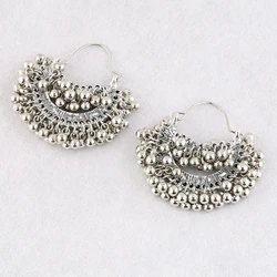 Retro Indian Hollow Bell Pendant Drip Oil Alloy Earring Jewelry Turkish Tribal Silver Color Dangle Earrings For Women Orecchini