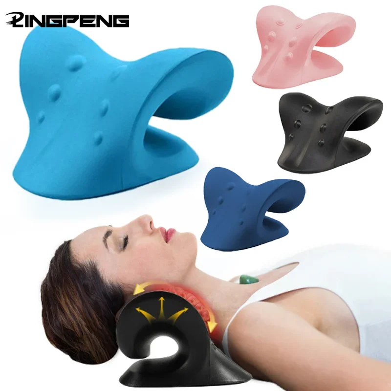 Neck Shoulder Stretcher Relaxer Cervical Chiropractic Traction Device Massage Pillow for Pain Relief Cervical Spine Alignment