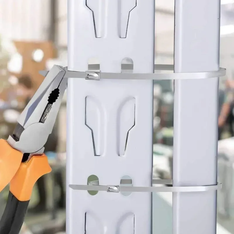 ربطات كابل معدنية من الفولاذ المقاوم للصدأ حلقات تثبيت ذاتية القفل كابلات شديدة التحمل وحزام ربط عادم منظم للمكتب المنزلي