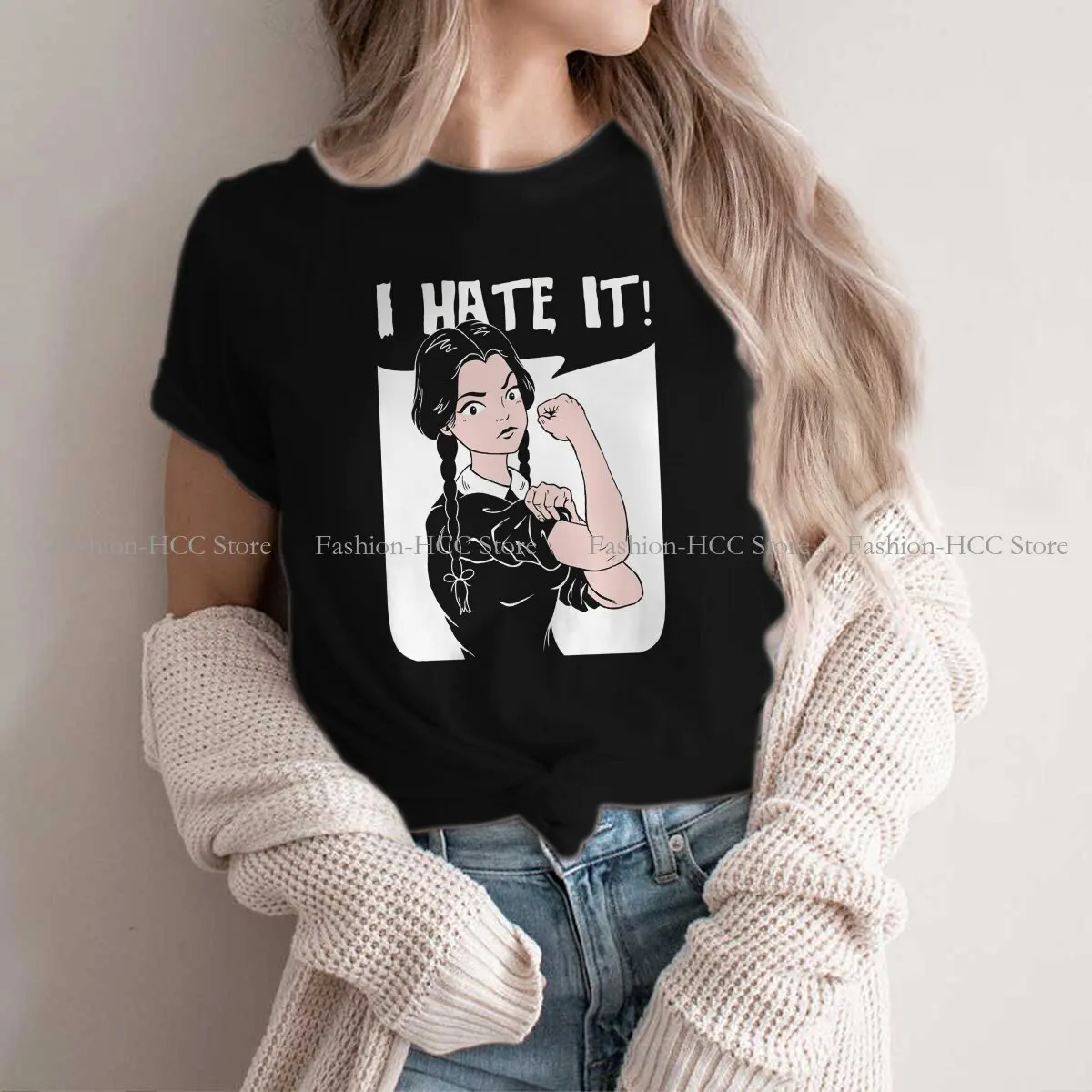 Wednesday Addams Polyester TShirt for Women Cool Humor Summer Tee T Shirt Novelty New Design