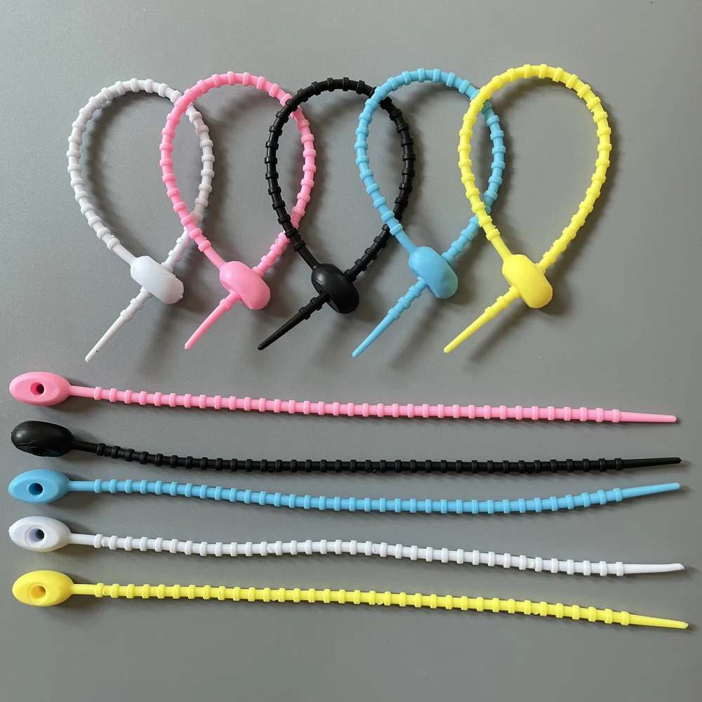 20Pcs/Lot Silicone Reusable Bag Ties Twist Wire Fasten Cable Zip Tie Headset Data Line Universal Magic Tie