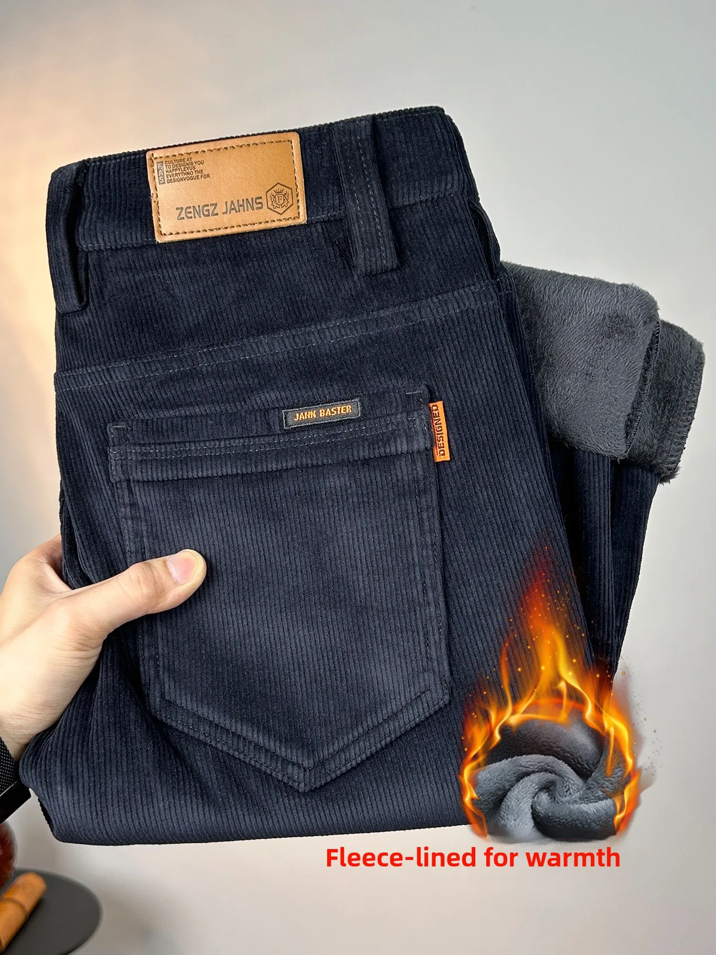 

Мужские шерстяные повседневные брюки на флисовой подкладке, вельветовые, ветрозащитные, прямого кроя, осень-зима