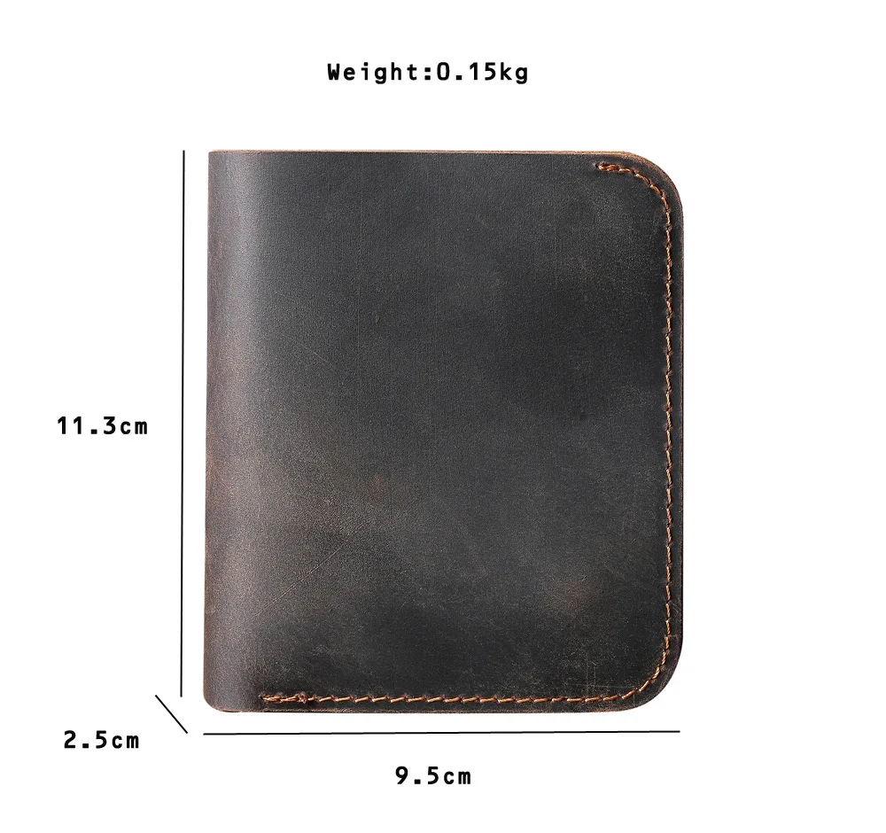 100% Genuine Leather Men Wallets Vintage Cowhide Zipper Coin Purse Multifunction Business Card Holder Small Portable Wallet