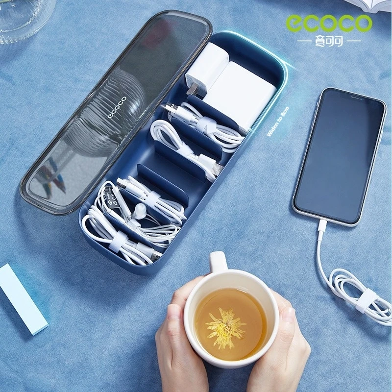 Ecoco Data cable storage box with cover cable organizer, power charging cable organizer collection hub charger box