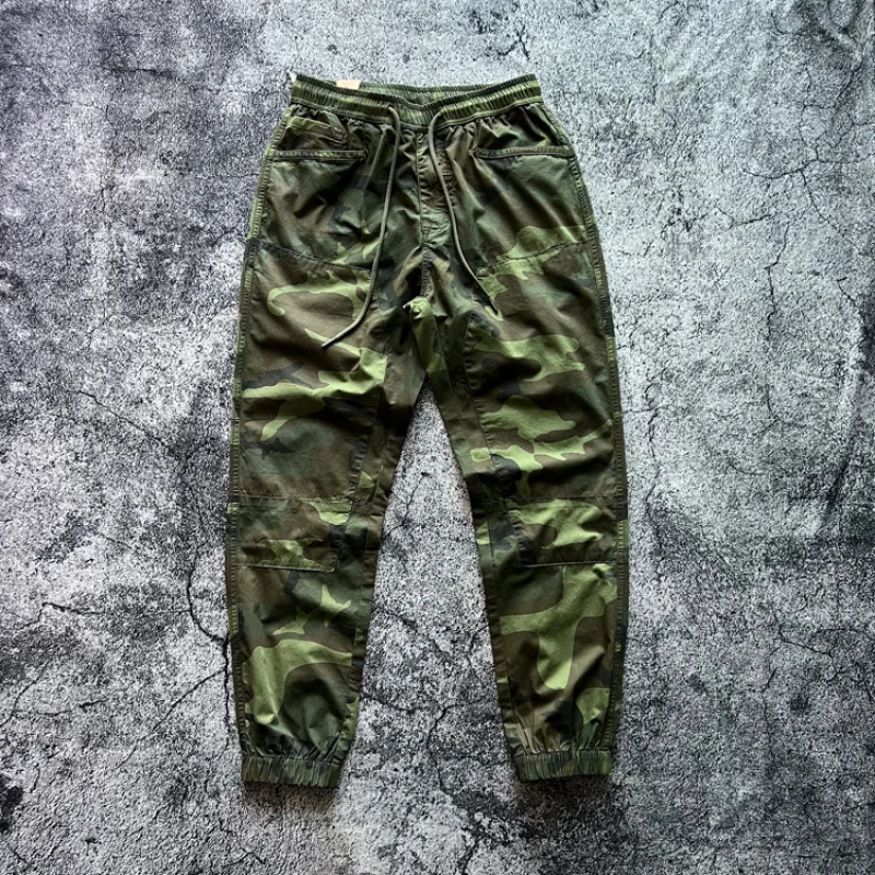 Spring Summer Thin Breathable Loose Elastic Waist Jogger Pants for Men Outdoor Camouflage 100% Cotton High Quality Trousers Y2k