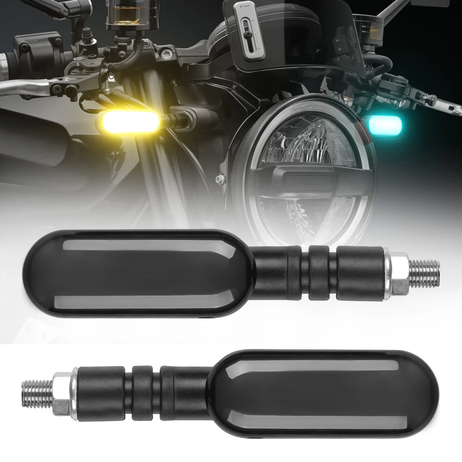 

2PCS LED RGB Flowing Daytime Running Turn Signal Lights Projector For Motorcycle Light Motorbike Turn Signal Blinkers