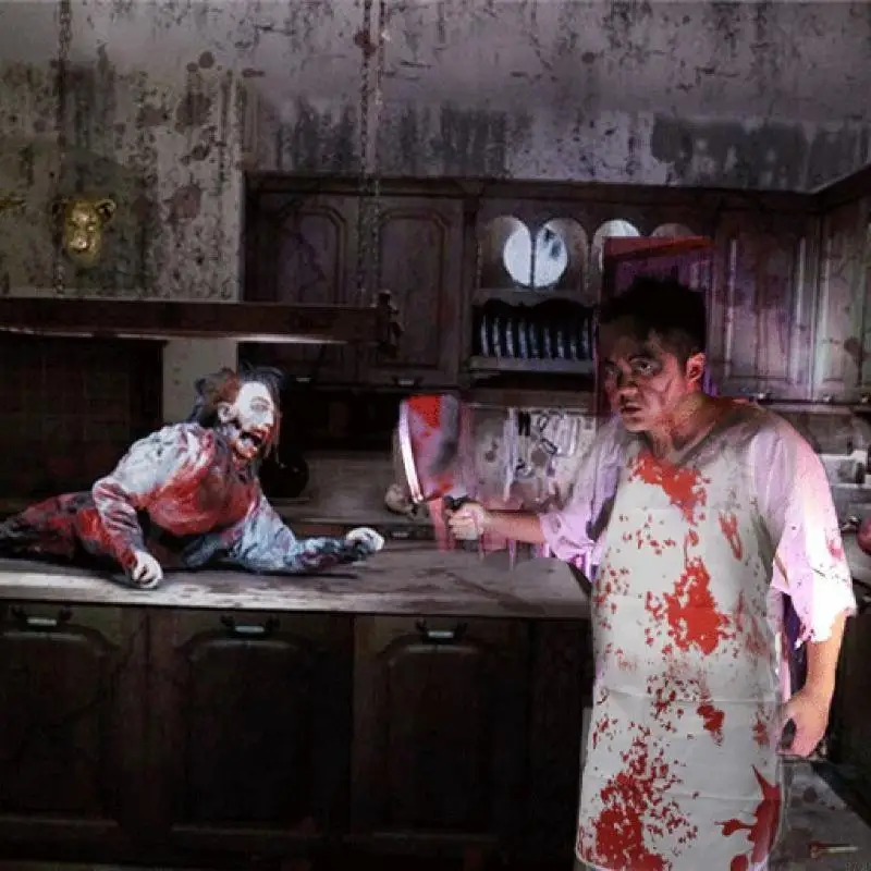 97qd Halloween Bloody Apron Bloody Puntelli a tema Halloween Abito Fancy Apronico Scarico Horror Stampato Sangue Sangue Spillata