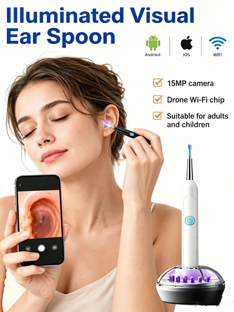 

HD Visual Ear Endoscope Wireless Ear Wax Cleaner Camera Smart Ear Pick Spoon Ear Cleaning Health Care Tools For Adult Kids