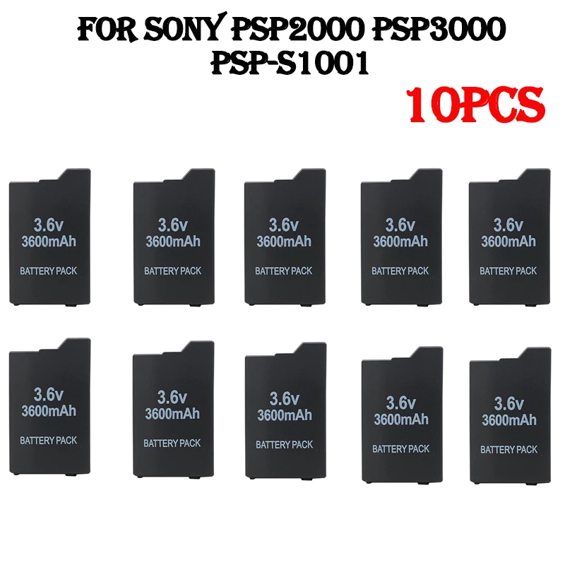 10pcs 3600mAh Replacement PSP Battery Pack For SONY PSP2000 PSP3000 PSP S110 Gamepad Play Station Portable Controller Batteries