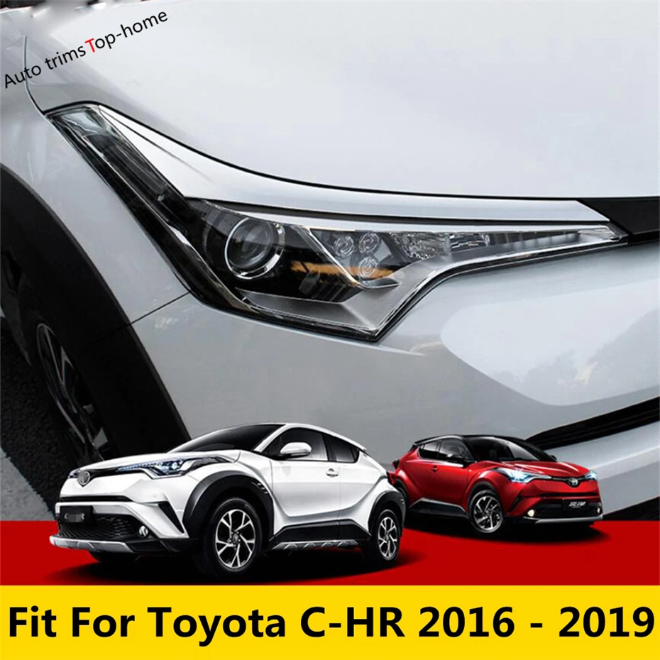 

Front Lamp Light Eyelid Eyebrow Strip Cover Trim For Toyota C-HR CHR 2016 - 2019 ABS Chrome / Carbon Fiber Accessories Exterior