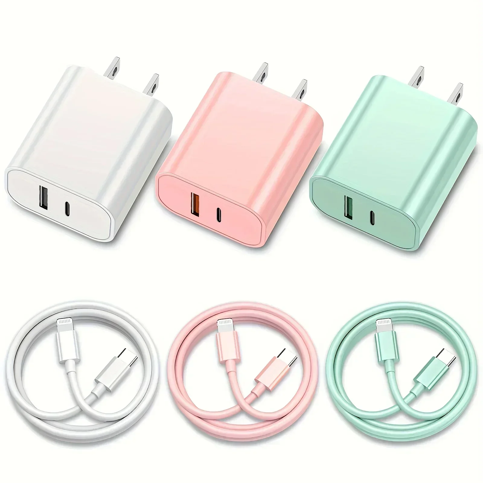 40W Macaron Color Quick Dual Port Charger For IPhone Charger With 6FT Lightning Cord Compatible For IPhone 14 13 12 11 Pro Max