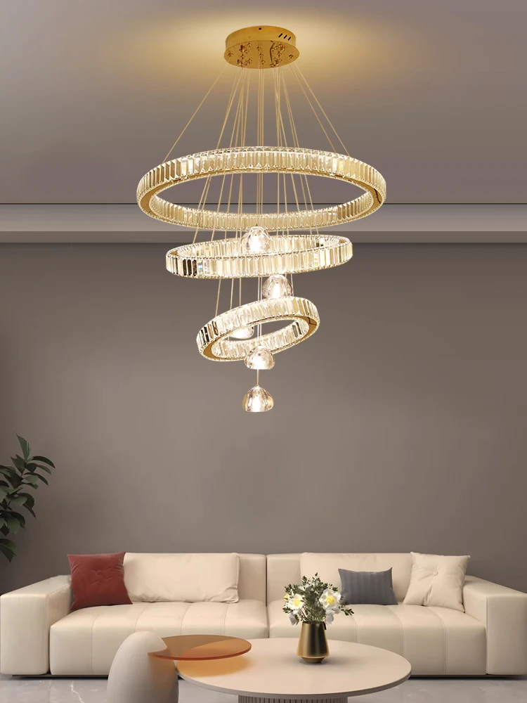 Design Chandelier for Living Room Luxury Style Crystal Chandelier Ring Pendant Light Fixture and Hanging Chandelier