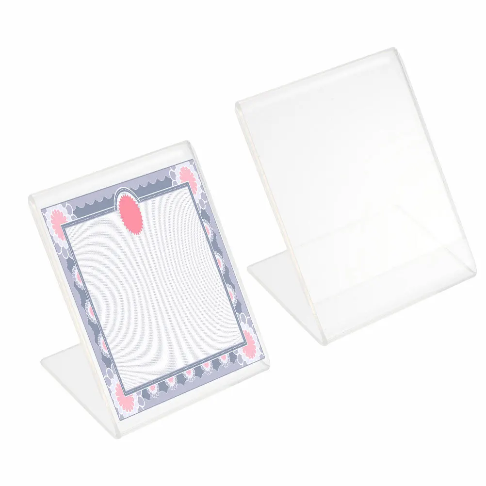 

2Pcs Qr Code L Shape Plastic Display Stand Clear Price Label Holder Tabletop Sign Holder for Store Office Trade Show
