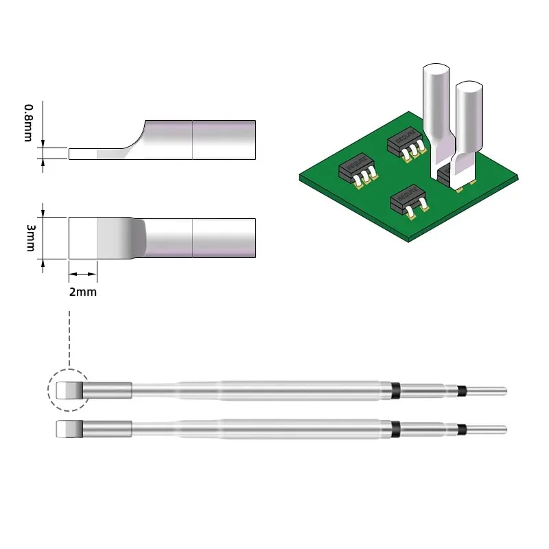 

SEQURE 1 Pair Tweezer Tip for SQ HT140 Hot Tweezers 3.0FS & 5.0FS & 6.0KS Flat Shovel Tips
