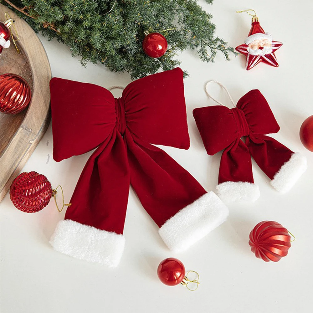 Weihnachten rote Samtschleifen Weihnachtsbaum Ornamente für Weihnachten Home Dekorationen Kranz Treppen Geländer Dekore Neujahr Geschenkzubehör – Detail 8