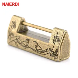 NAIERDI Vintage Antique Lock Zinc Alloy Chinese Old Lock Retro Keyer Padlock Jewelry Wooden Box Padlock Lock for Suitcase Drawer