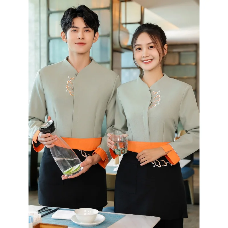 New Chinese Style Waiter Workwear Catering Long-Sleeved Women's Hotel Restaurant Hot Pot Restaurant Restaurant Food Delivery Sta