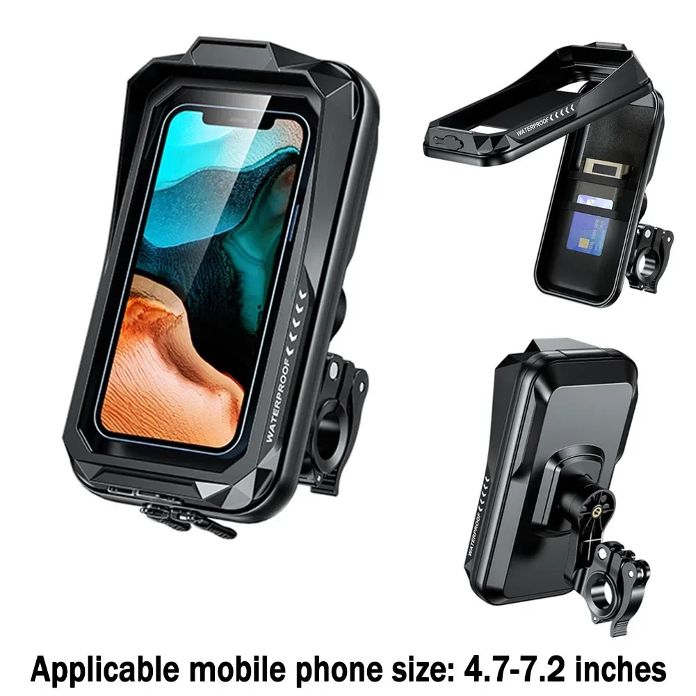 

Motorcycle Phone Holder Touch Screen 360° Rotation Motorbike Handlebar Mobile Stand Case Mount Waterproof Motorbike Phone Bag