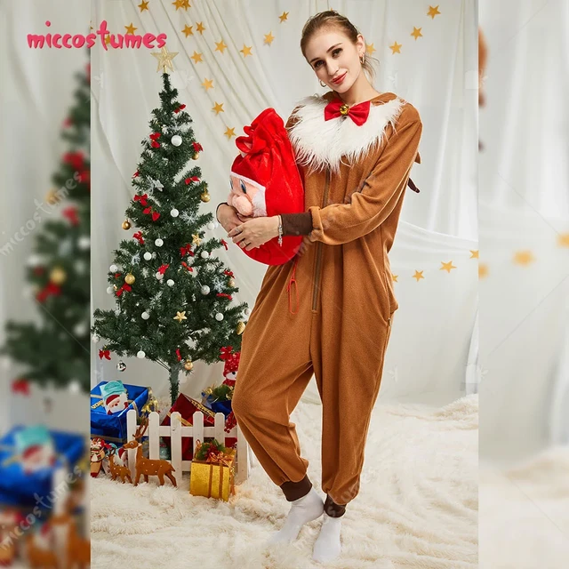 Women Christmas Onesie Reindeer Design Adult Onesie Pajama Long Sleeve Hooded Kigurumi Nightwear Costume AliExpress 200000532