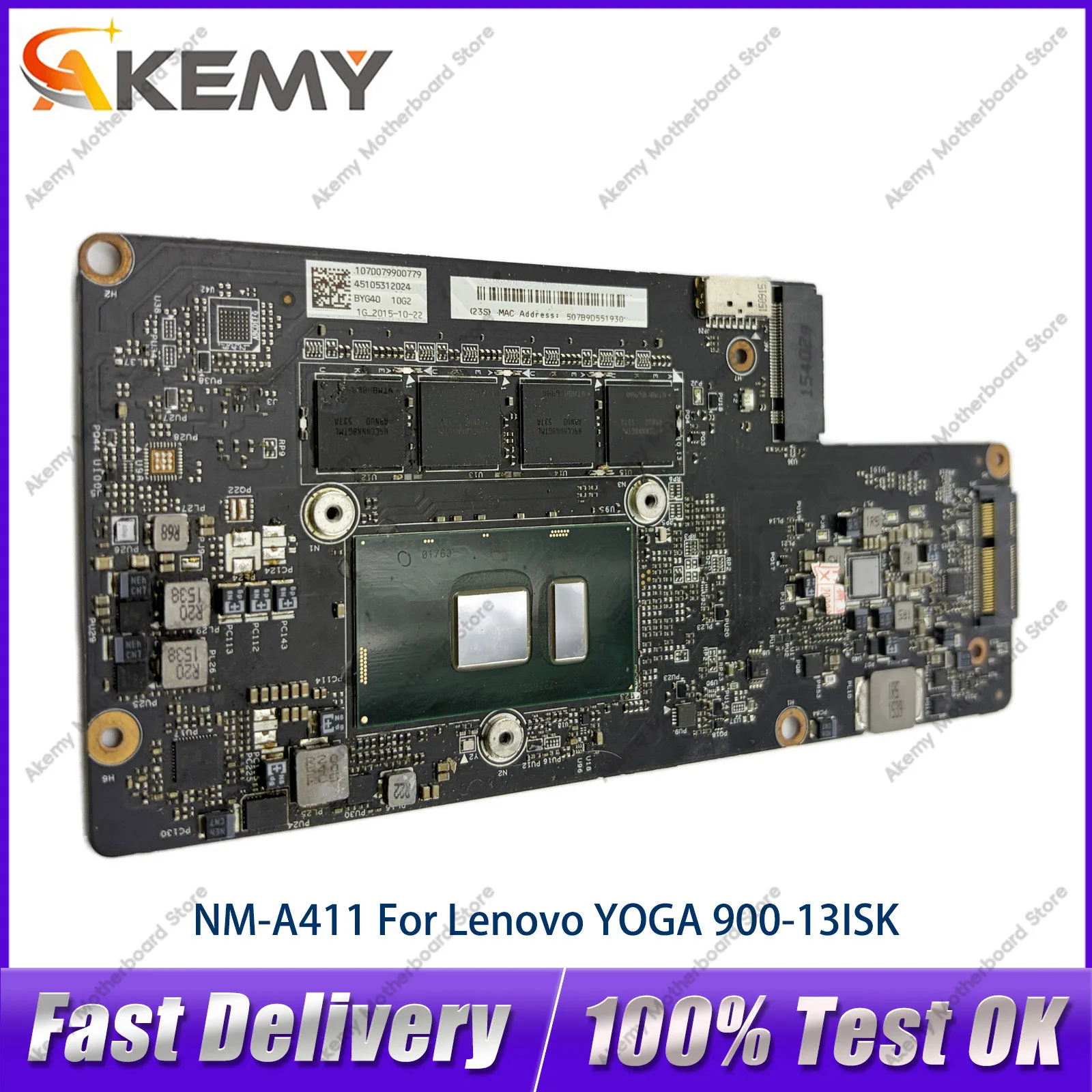 

For Lenovo Yoga 900-13ISK NM-A411 Laptop Motherboard with i5 i7 6th Gen 4GB 8GB 16GB RAM 100% Tested OK