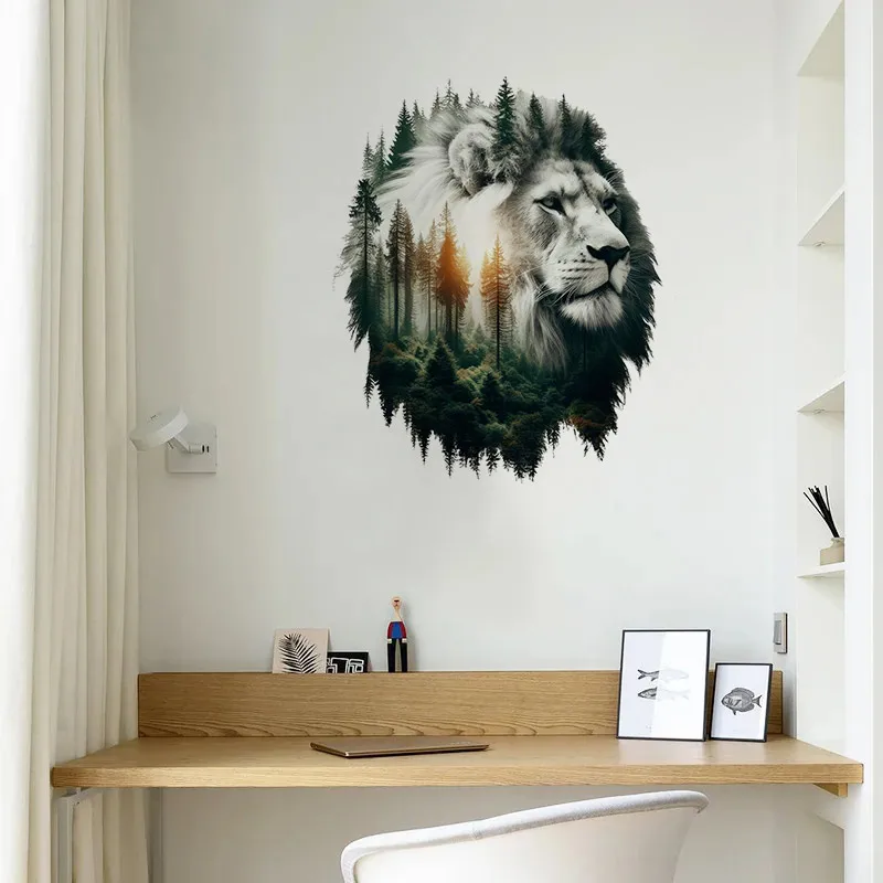 Lion Fox Wolf Deer Forest Animals Wall Sticker Room Decor Bathroom Living Room Decor  Refrigerator Home Decor Decals M878