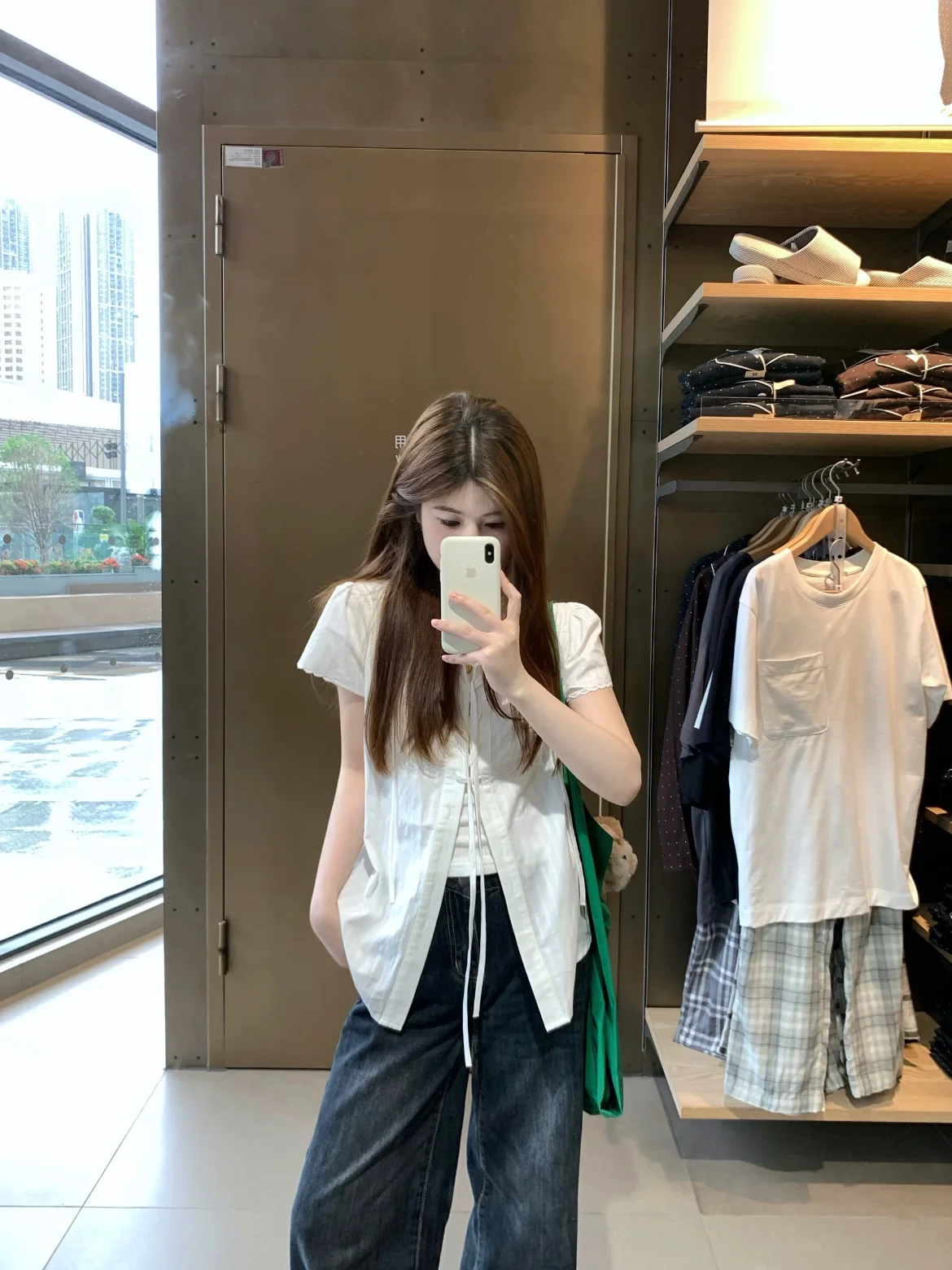 

Kumikumi Design Chic Short Sleeve Women's Shirt with Bow Tie Lace Elegant Versatile Slimming Summer Top for Ladies