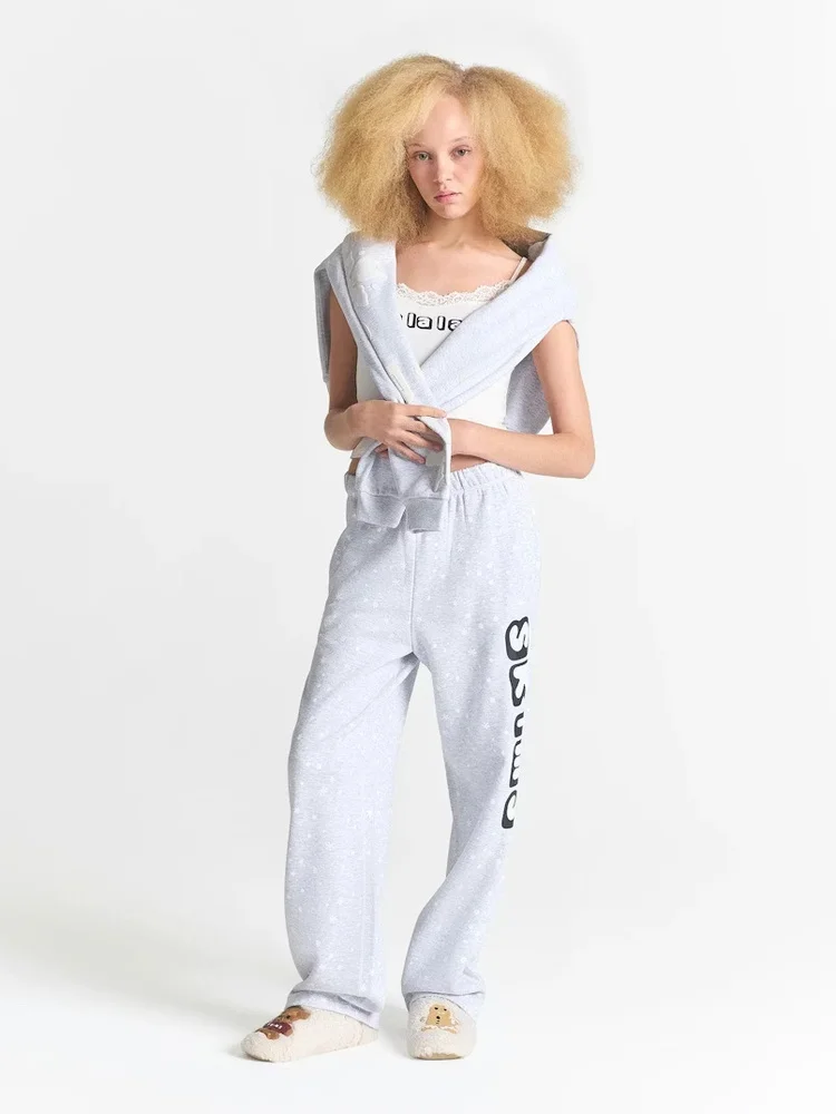 Tienda en línea Cactus Plant Flea Market X Pantalones de pierna recta de algodón para mujer Pantalones largos Street Sle Asimétrico