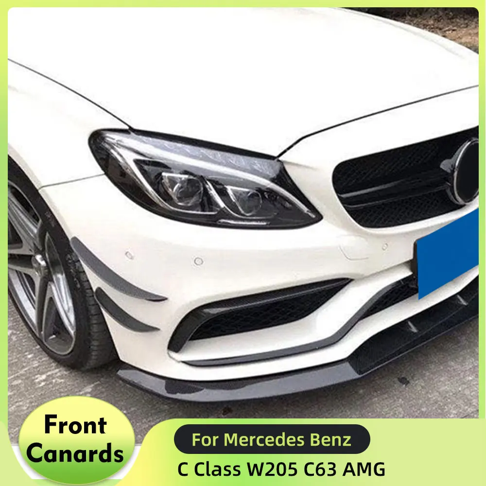 

Car Front Bumper Canards for Mercedes Benz C Class W205 C63 AMG C200 Coupe 2015-2017 Front Splitters Vent Trim FRP/Carbon Fiber