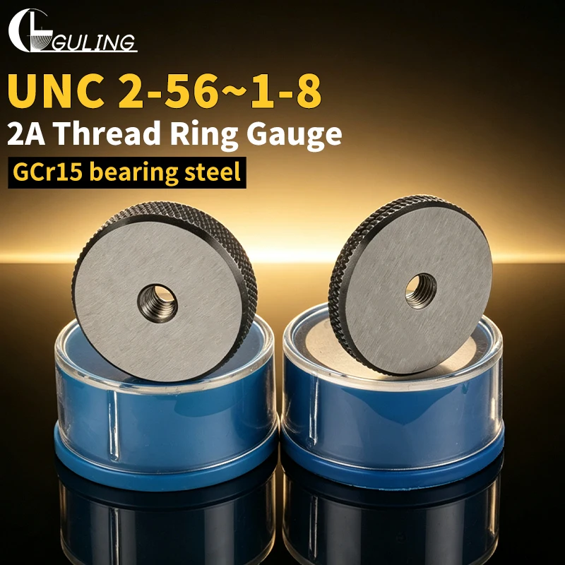 GULING 1SET(1*GO+1*NOGO) 2A Thread Ring Gauge American Standard Tooth UNC 2-56~1-8 High Percision External Thread Ring Gauge