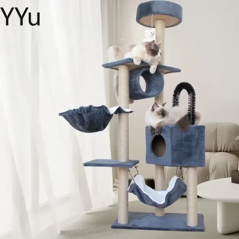 for FYCT Cat Tree Scratching Post Nordic Style Warm Winter Pet Sofa Bed House Furniture Tower with Sisal Scratchers for Cats