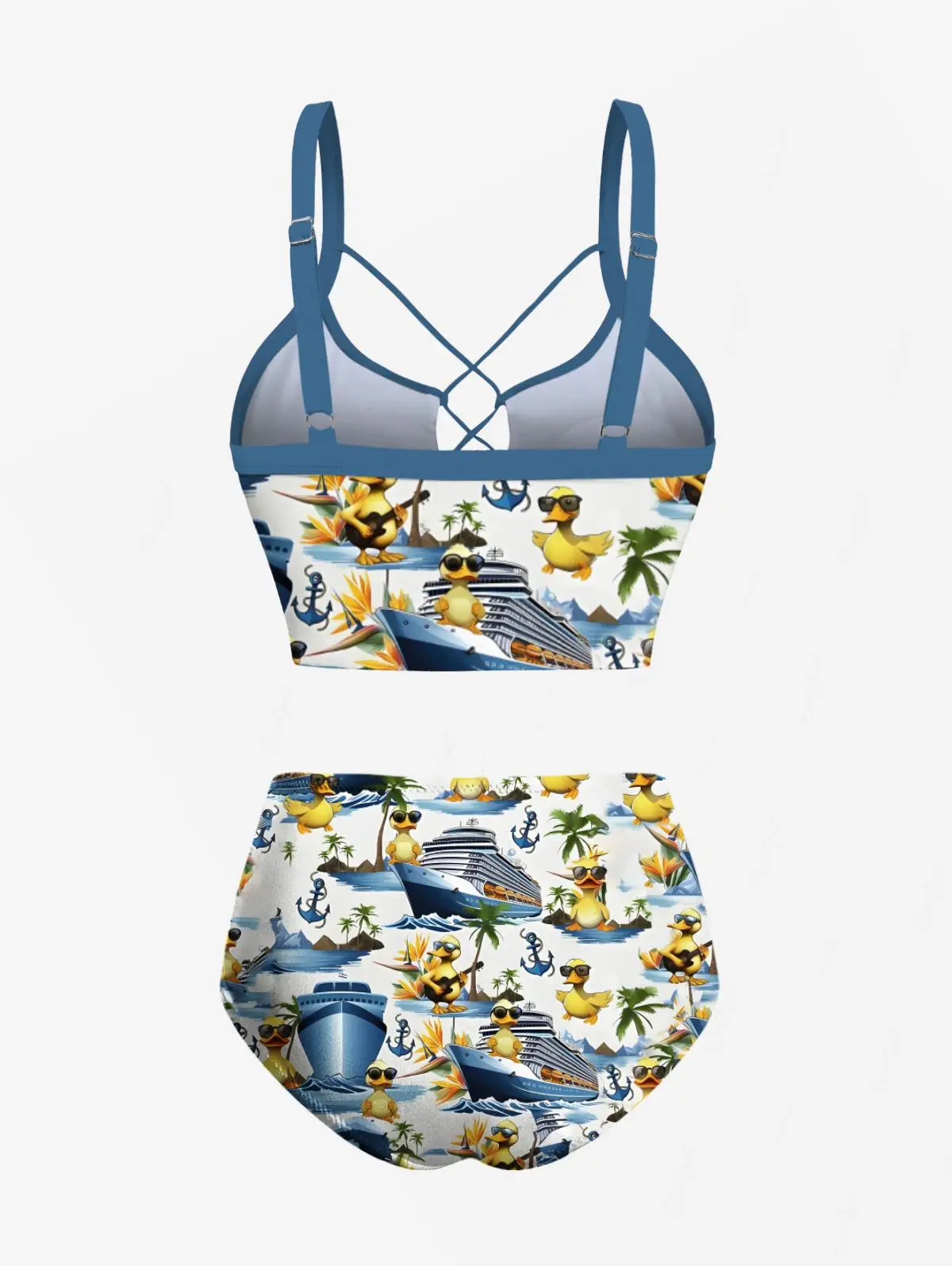 XXS-3XL Dames split-badpak 3D grafische luipaardsterren, roze bloemsterrenprint bikini's tankini-top, zwembroek twee stukken