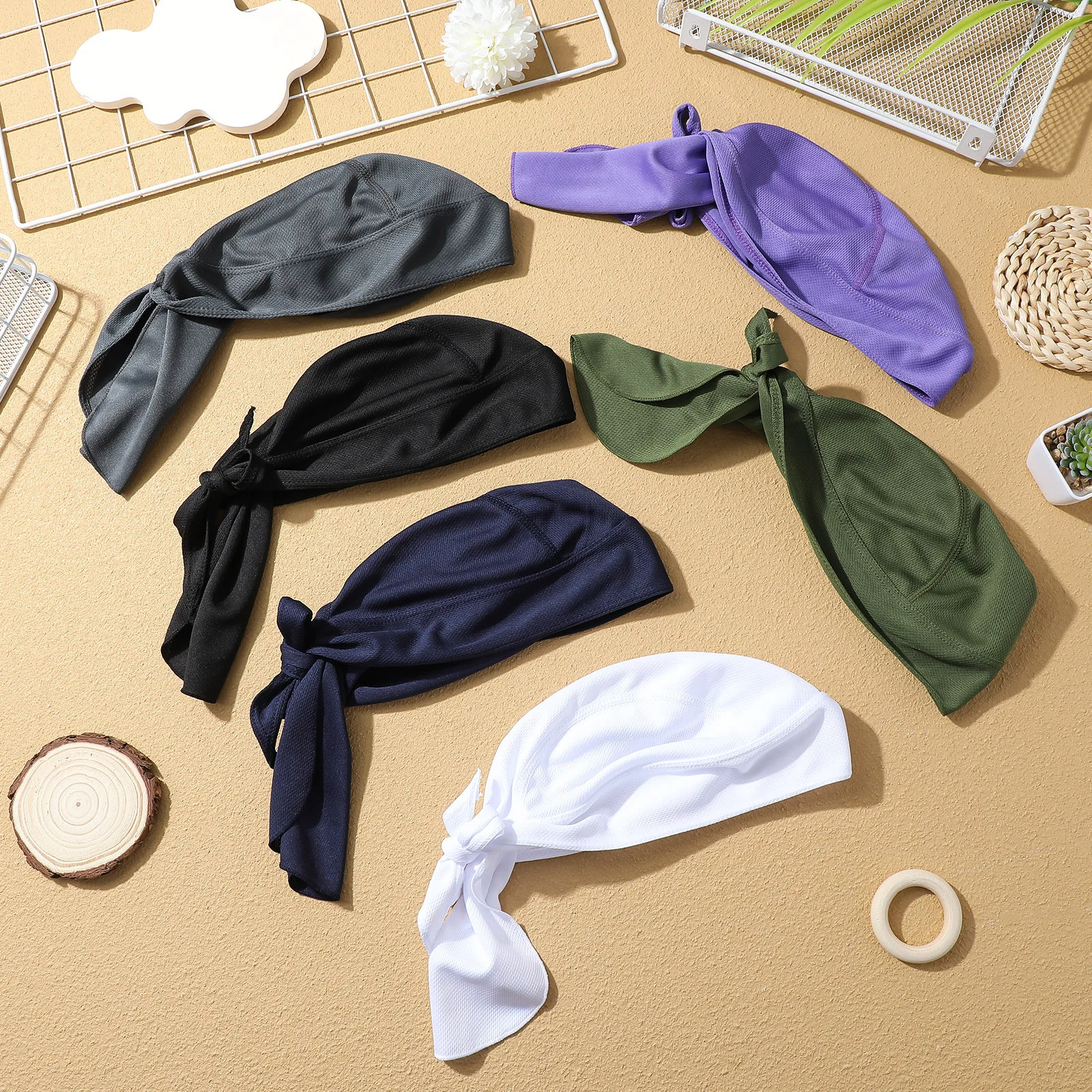 

6Pcs Skull Caps Pre Tied Beanie Caps Quick Drying Breathable Outdoor Head Wraps Cycling Running Do for Men