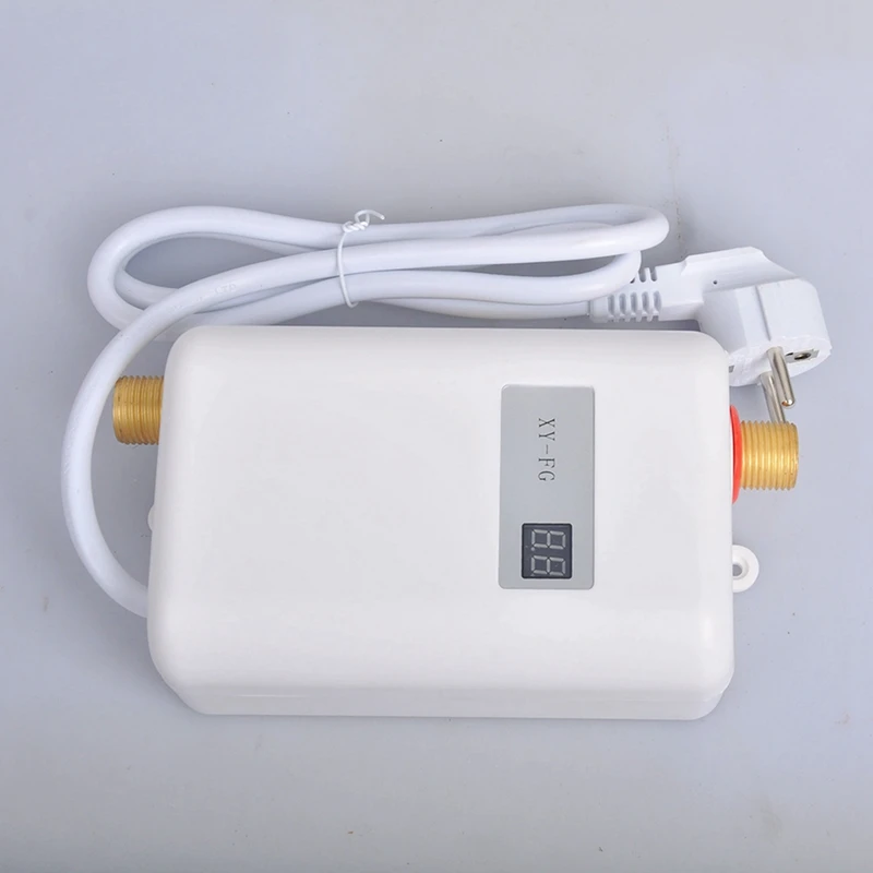 Instant Water Heater 3800W Mini Electric Tankles Hot Water Heater Digital Display For Bathroom Kitchen Washing EU Plug