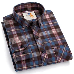 8XL 100 Cotton Men's Flannel Shirts Long Sleeve Casual Classic Plaid Men's Flannel Shirts Long Sleeve Big and Tall Plus Size