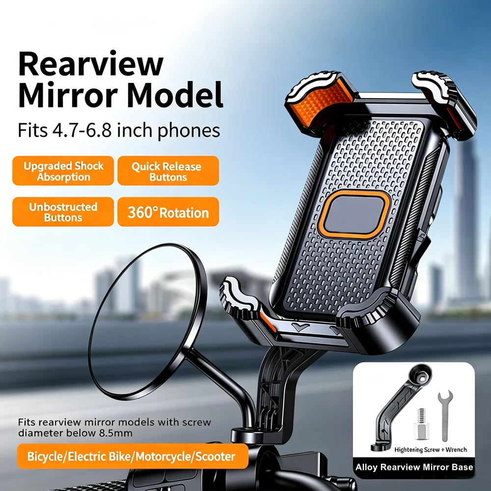 

Shockproof Motorcycle Phone Holder Stable Adjustable Bike Phone Stand Ultra-Stable Rotatable Holder New