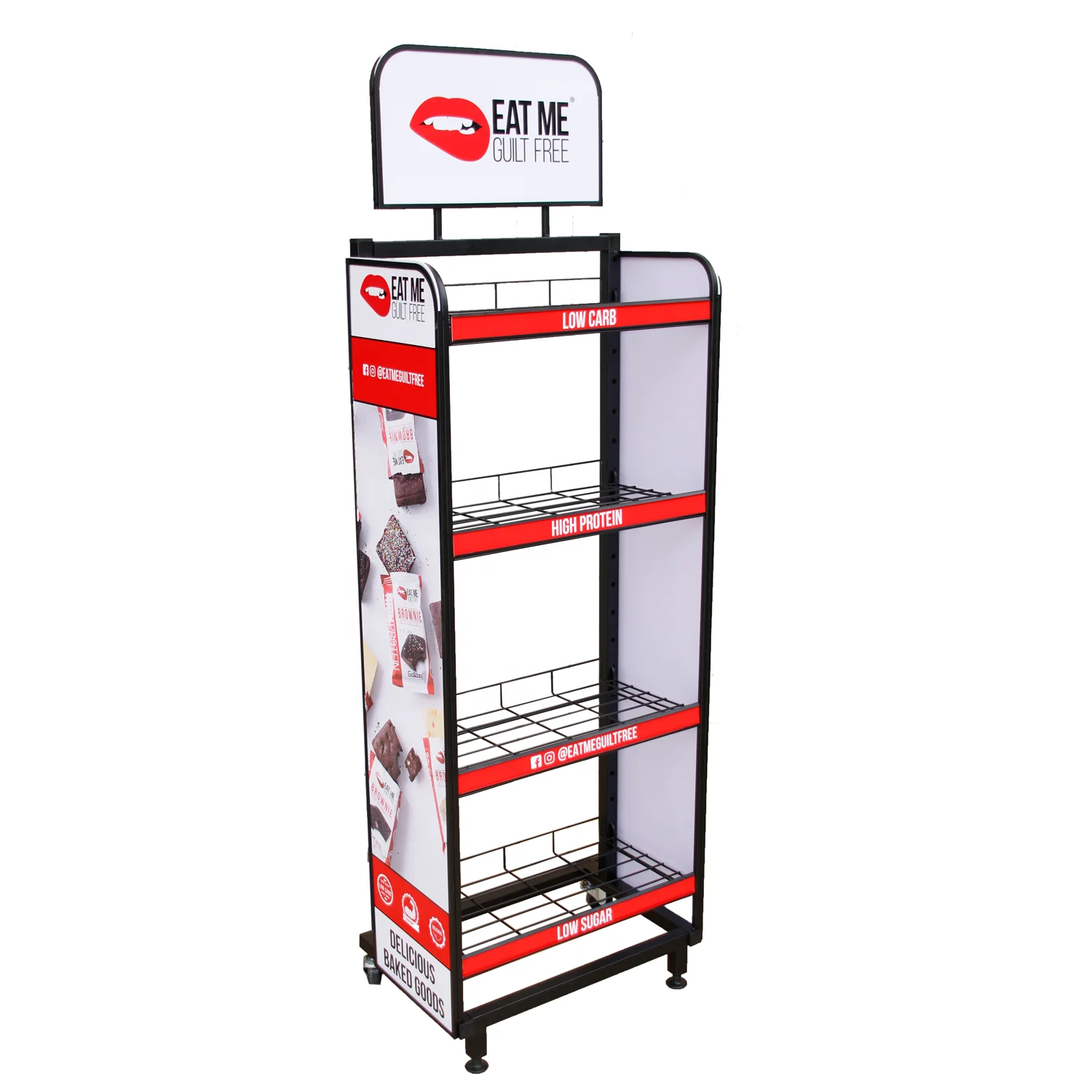 

Black wire mesh display stand Supermarket hot-selling display stand, display stand with casters