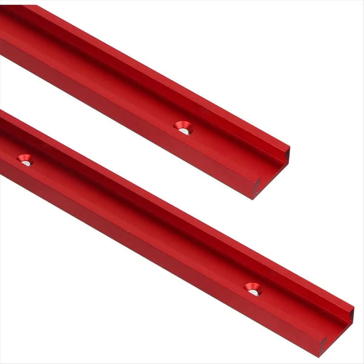 FTGT-2pc Aluminum 400mm Double-Cut Profile Universal 3/4 T-Track with Predrilled Mounting Holes,30 Type T Track