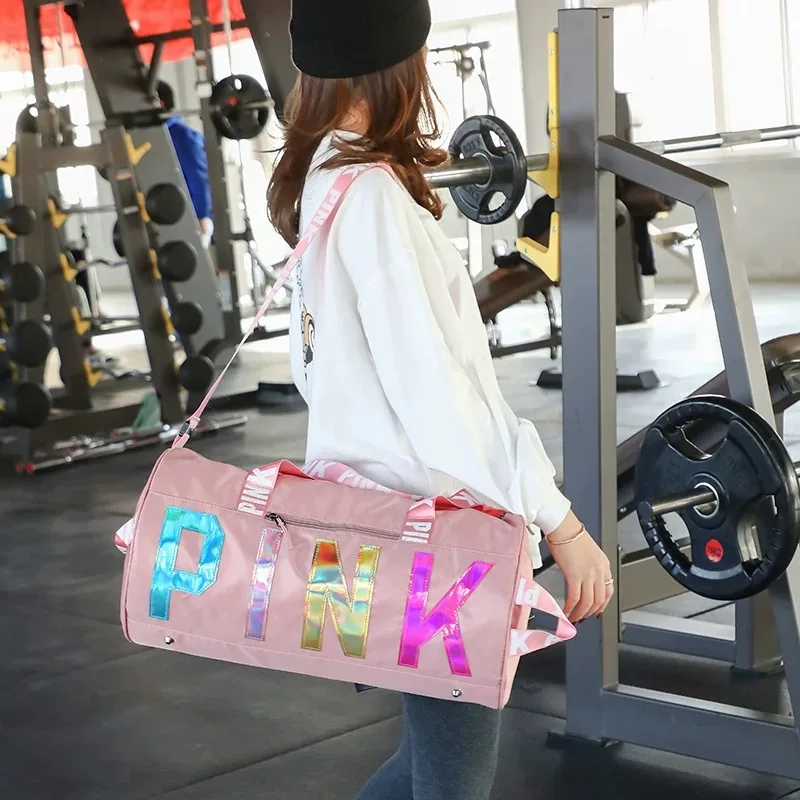 

Travel Handbag Large Capacity Women's Sports Bag Fitness Bag Cylindrical Single Shoulder Travel Bag Multifunctional Swimming Bag