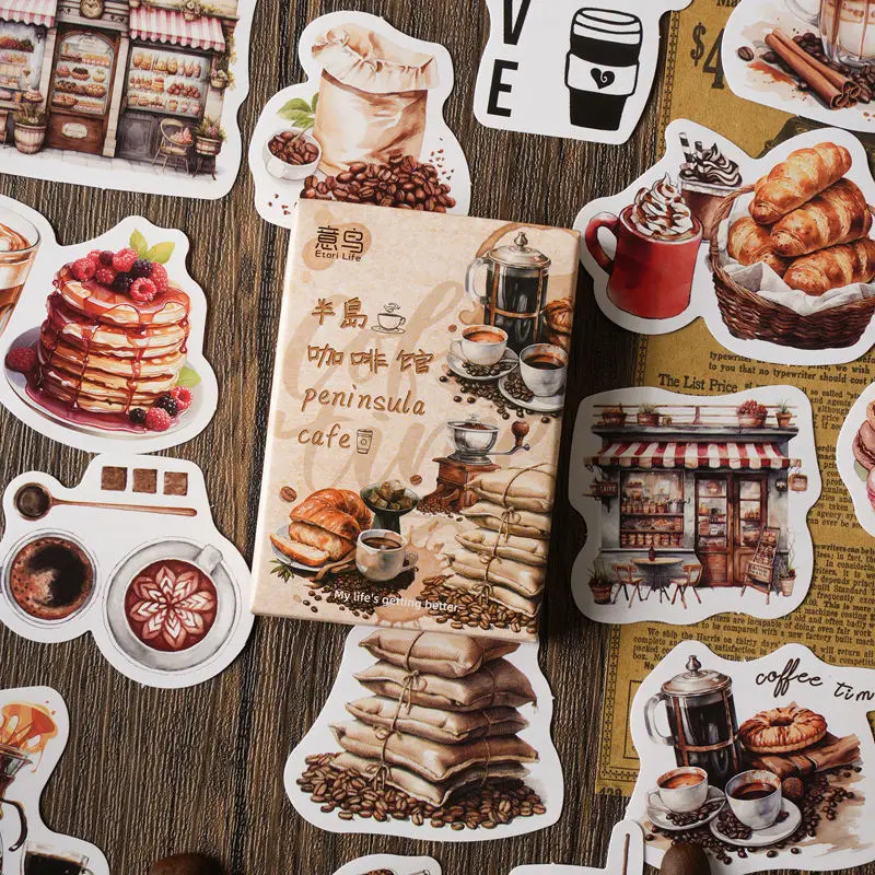 30pcs PVC Retro and Art Filled Peninsula Cafe Collage Rich Patterns Student DIY Cups,Laptops,Scrapbooks Decoration Stickers