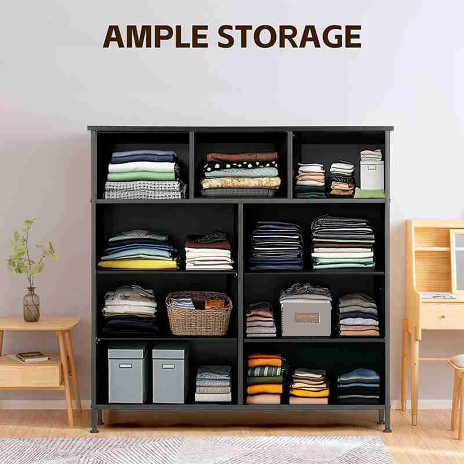 

9 Drawer Dresser 9 Drawer Dresser Large Capacity Adjustable Feet Versatile Fabric Storage Tower For Bedroom Living Room Black