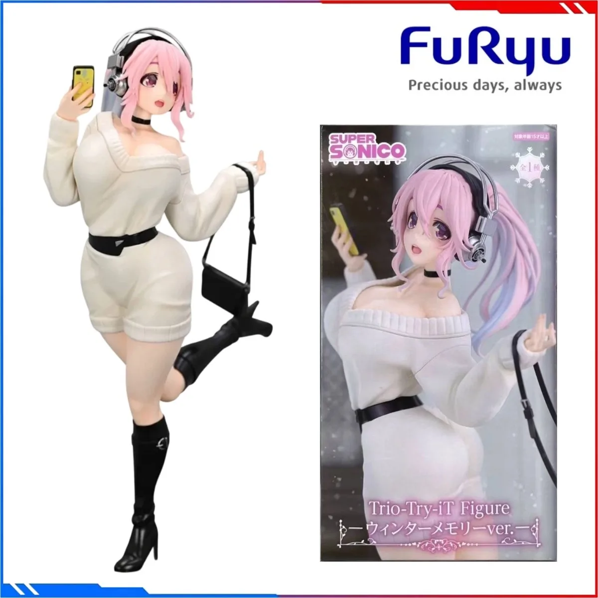 

Genuine FuRyu Original Figure Model Kits Anime Figures Super Sonico Trio-Try-iT Figure Winter Memory Ver Action Model Toys Gift