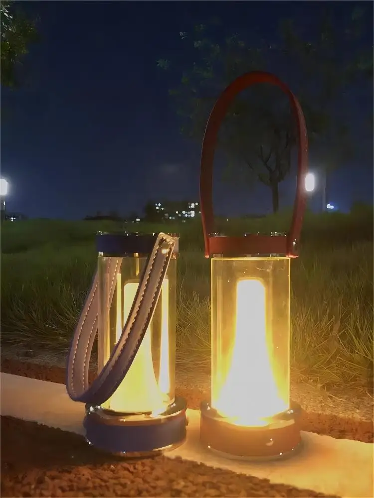New Hand Touch Three Color Light Outdoor Camping Lamp Charging Portable Atmosphere Night Lamp Christmas New Year Small Gifts