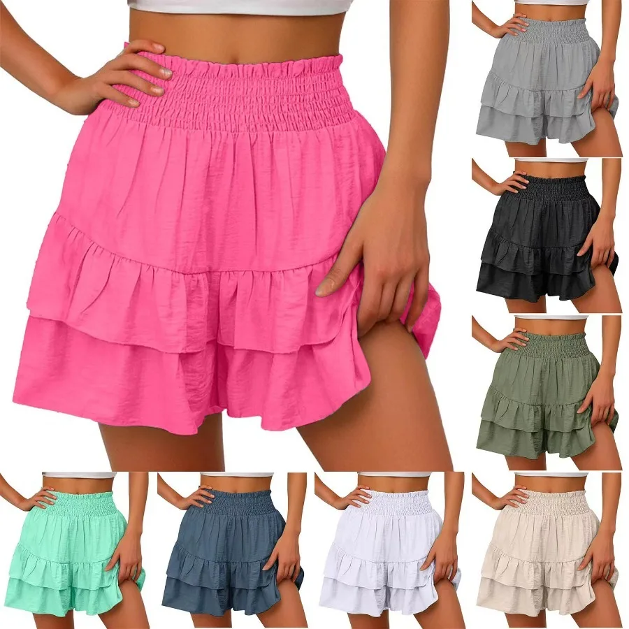 

2025 Summer European and American New Fashionable Wide-leg Shorts Draped Casual Skirt Pants