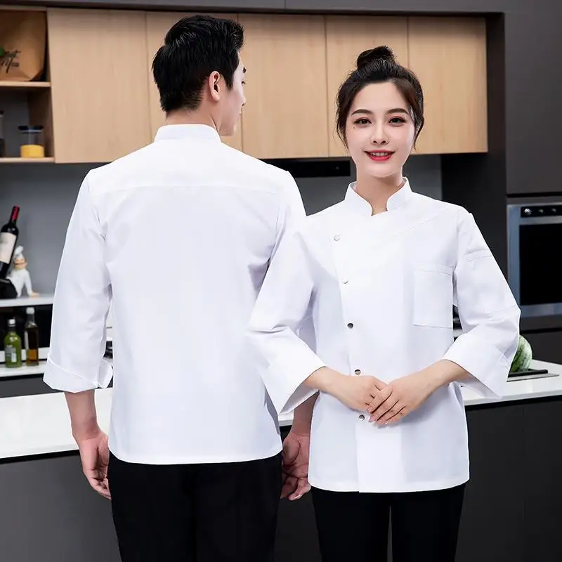 Chef Overalls Long Sleeve Men's Women's Chinese Hotel Restaurant Ding Room S Kitchen Work Clothes Autumn and Winter plus Siz