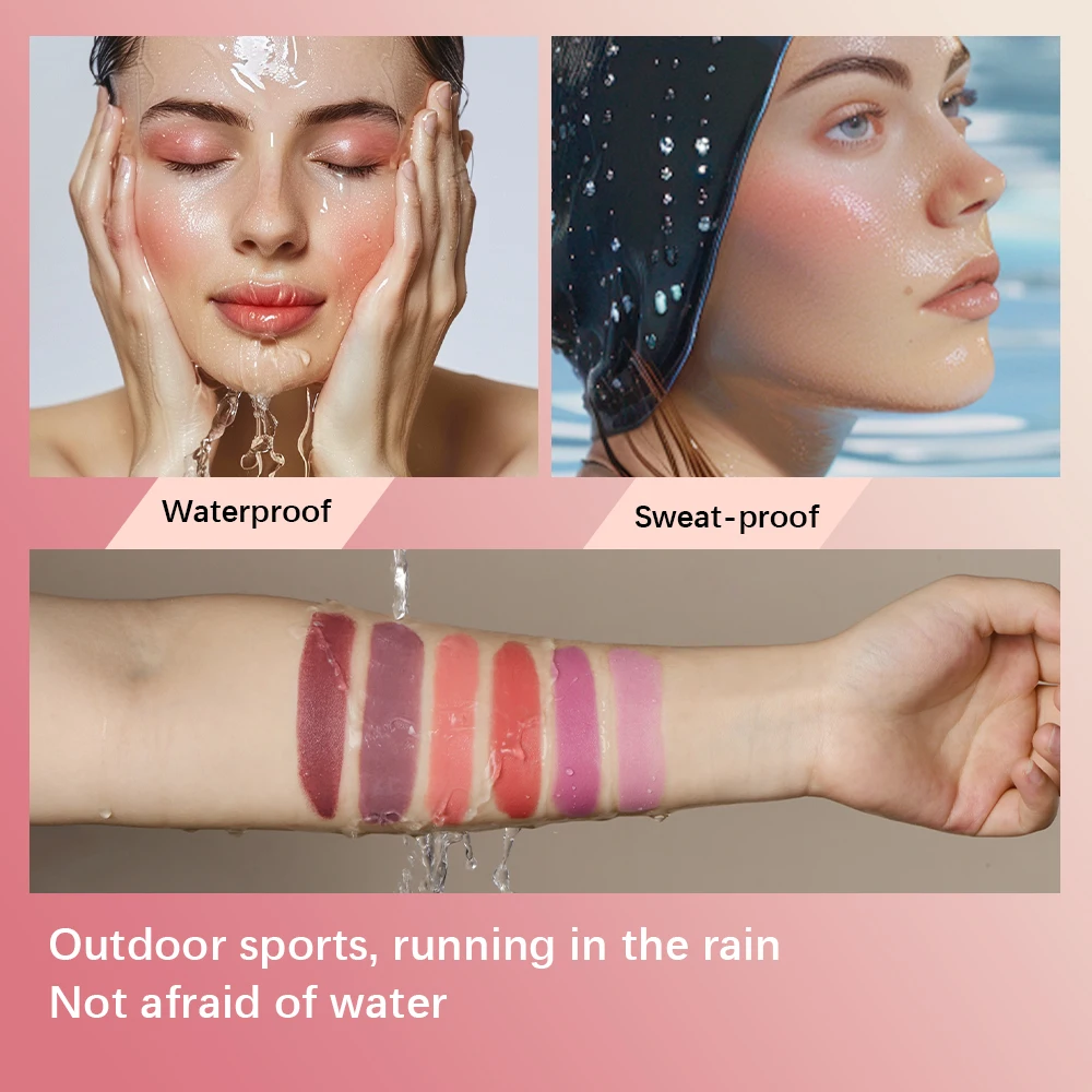 Lakerain 3 en 1 Blush Stick imperméable à l'eau résistant à la sueur fard à joues crémeux bâton éclaircir soyeux lisse fard à joues maquillage naturel cosmétiques