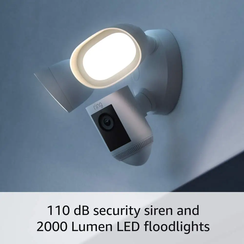 Like-New Floodlight Cam Wired Pro with Bird’s Eye View and 3D Motion Detection, White
