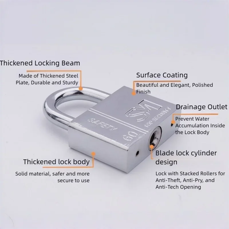 Цельный навесной замок из нержавеющей стали с длинным и коротким лучом, водонепроницаемый и устойчивый к ржавчине, не высыхающий дверной замок, внешний замок для железной двери