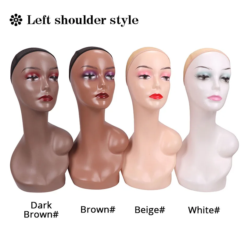 Manequin Cabeça para Perucas Chapéus e Óculos de Sol, Feminino Jóias Display, Dark Brown, Maniquin Head Stand para Perucas Maquiagem